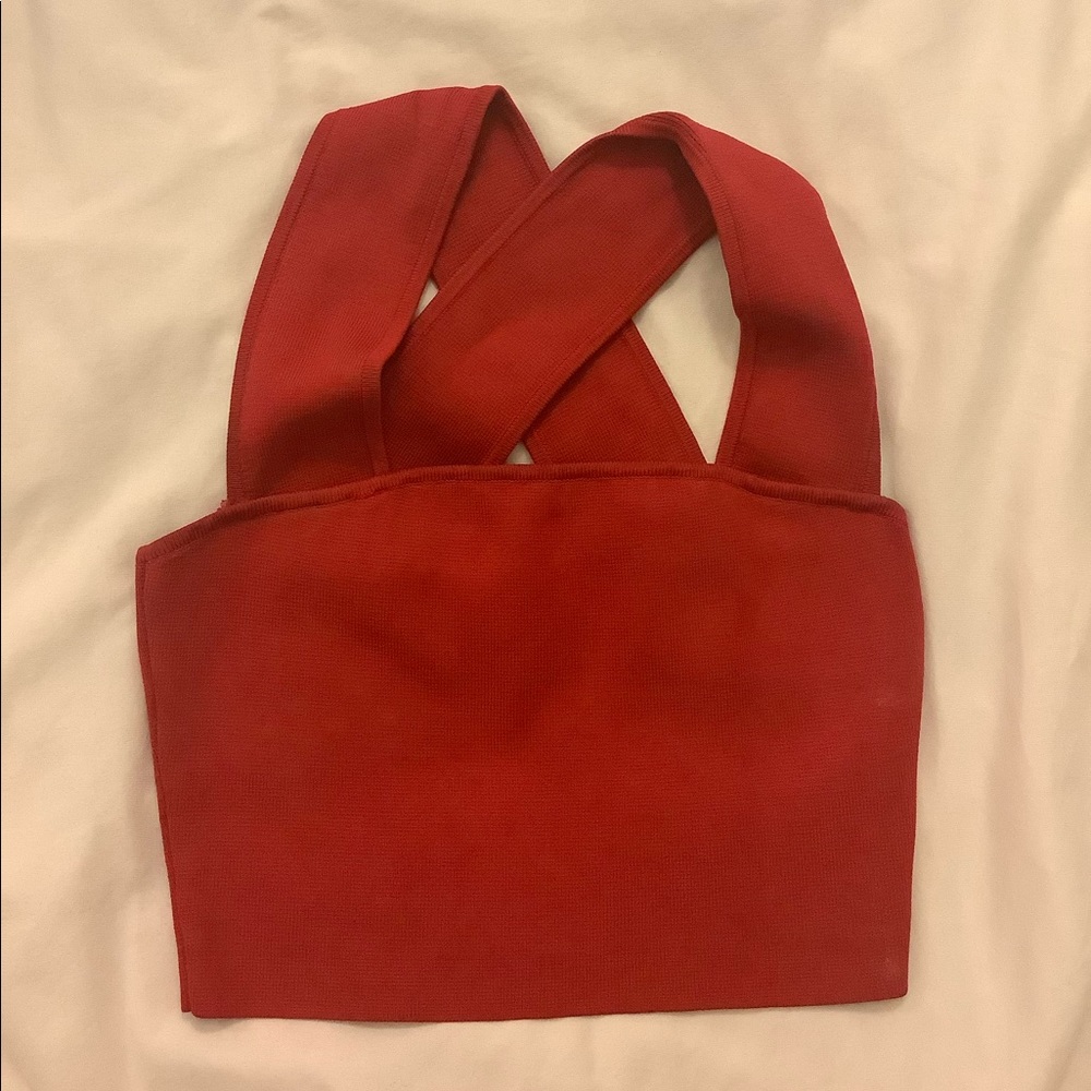 Babaton Red Square Neck Crop top